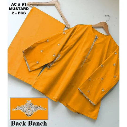 Pocket Emb + back bunch 2pc Cotton dress