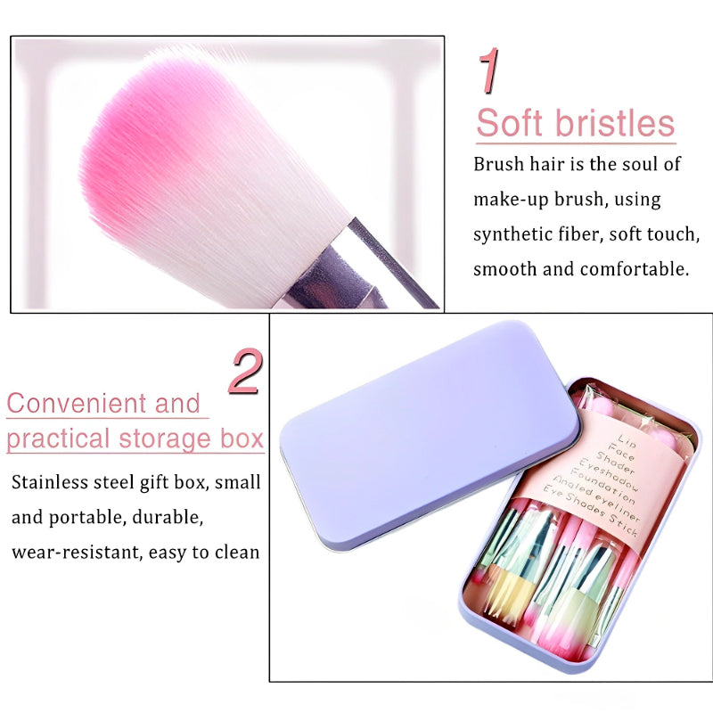 Pack Of 3 Cute Mini Hello Kitty 7PCS Makeup Brush Kit