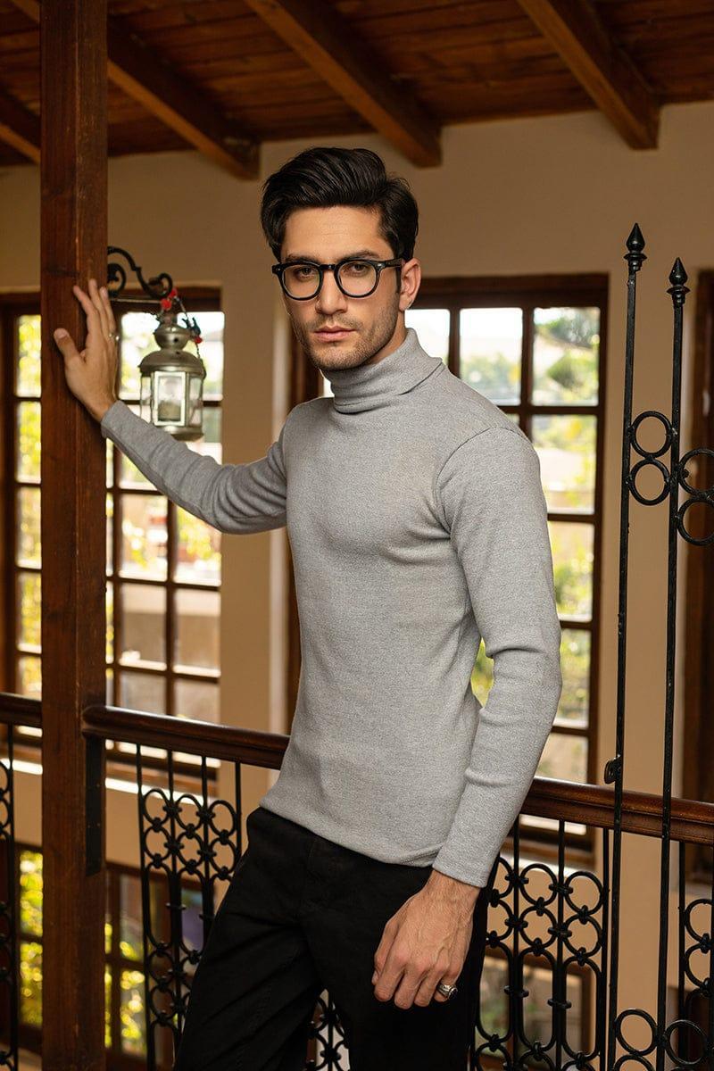 3 Pcs Men's Cotton Plain Highneck