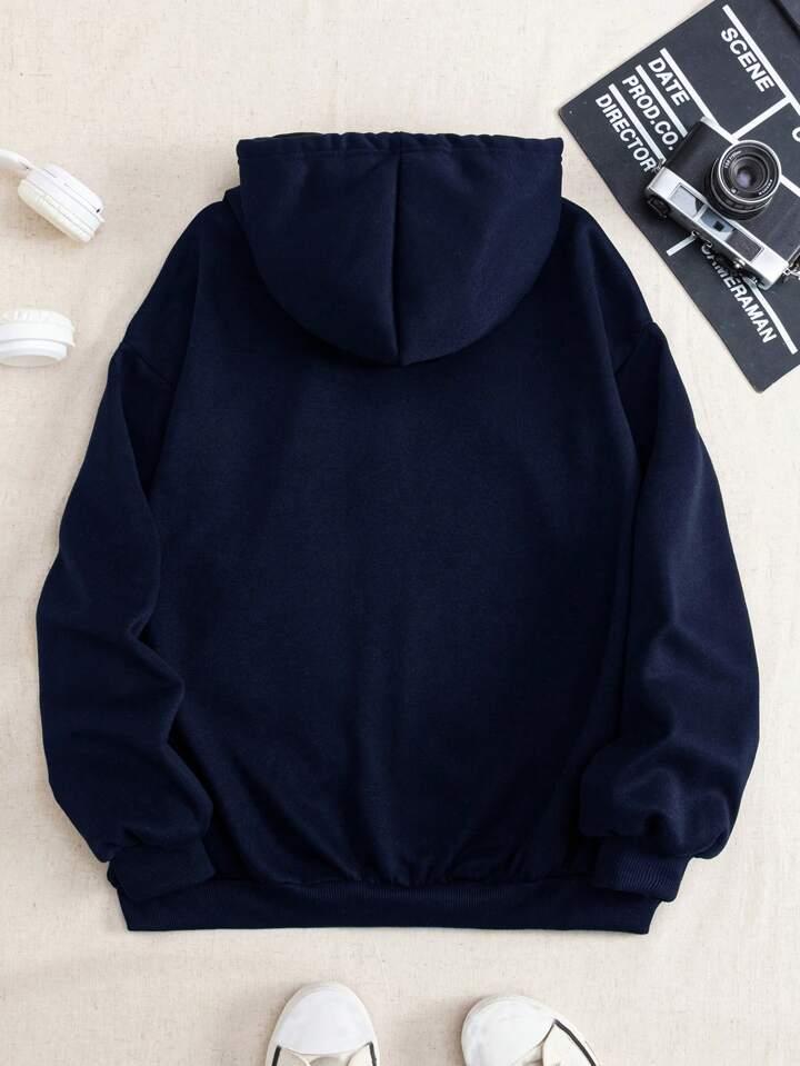 Premium Hooded Fleece Hoodie for Men - Plain Blue Comfort