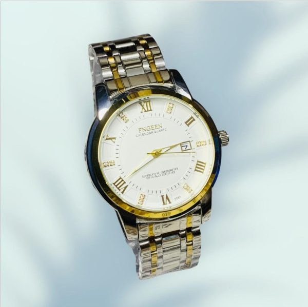 Fngeen 2081 Men’s Quartz Watch – Two-Tone Stainless Steel Strap, Stylish Analog Design (Pakistan)