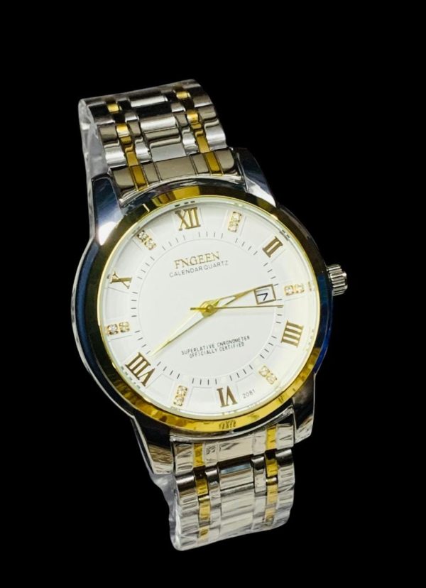 Fngeen 2081 Men’s Quartz Watch – Two-Tone Stainless Steel Strap, Stylish Analog Design (Pakistan)