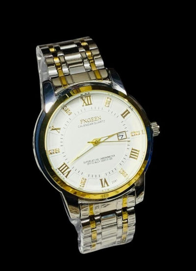 Fngeen 2081 Men’s Quartz Watch – Two-Tone Stainless Steel Strap, Stylish Analog Design (Pakistan)