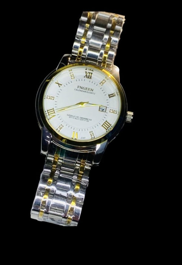 Fngeen 2081 Men’s Quartz Watch – Two-Tone Stainless Steel Strap, Stylish Analog Design (Pakistan)
