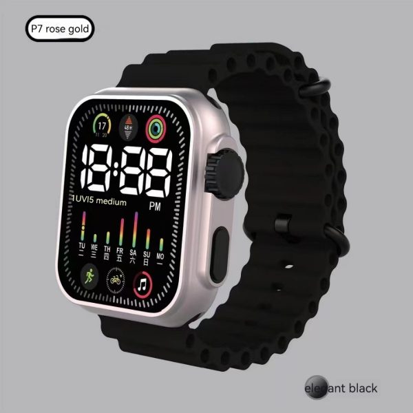 P7 Rose Gold LED Electronic Watch in Pakistan – Digital Sports Watch for Kids & Students with Marine Band