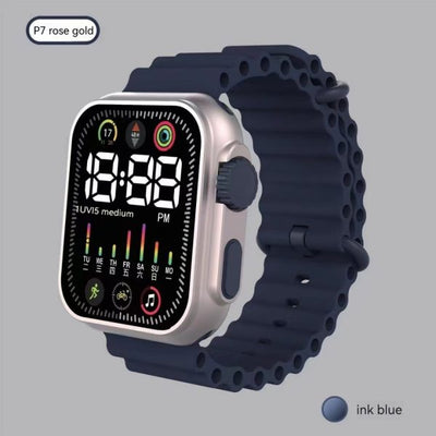 P7 Rose Gold LED Electronic Watch in Pakistan – Digital Sports Watch for Kids & Students with Marine Band