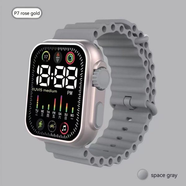 P7 Rose Gold LED Electronic Watch in Pakistan – Digital Sports Watch for Kids & Students with Marine Band