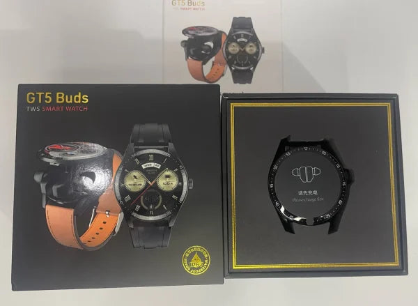 Luxury (gt5 Buds) 2in1 Build-in Tws Earpods Round Smart Watch(only Black Dial )